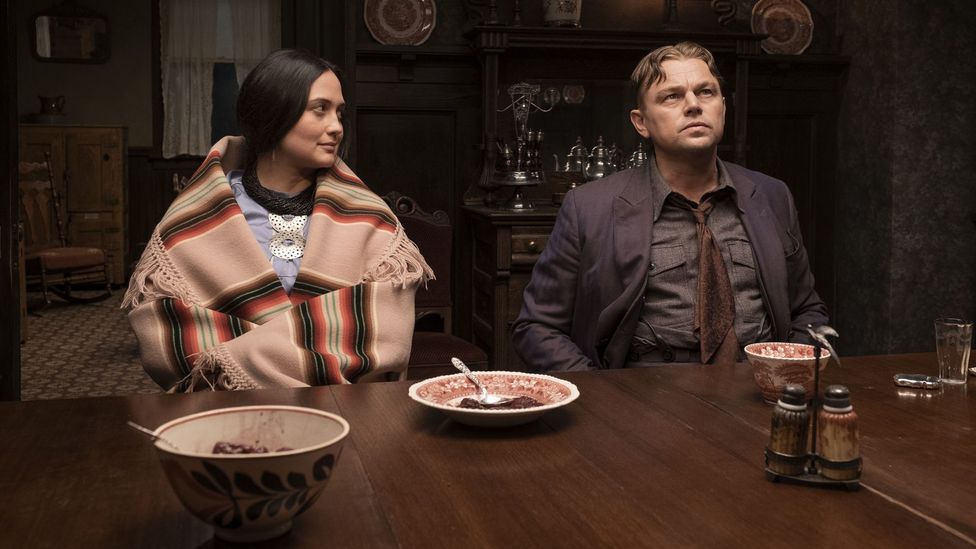 Leonardo DiCaprio plays Ernest Burkhart, a greedy World War One veteran who marries the well-off Osage, Mollie (Lily Gladstone) (Credit: Apple TV+) Leonardo DiCaprio plays Ernest Burkhart, a greedy World War One veteran who marries the well-off Osage, Mollie (Lily Gladstone) (Credit: Apple TV+)