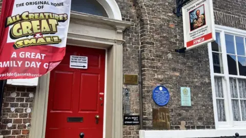 BBC The front of the house in Thirsk where Alf Wight lived with his family