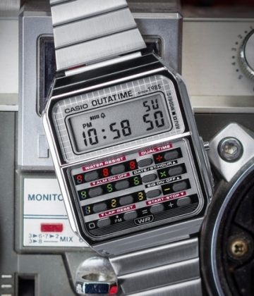 Casio CA500WEBF-1A Recreates Marty McFly’s Calculator Watch in a DeLorean-Themed All-Metal Skin